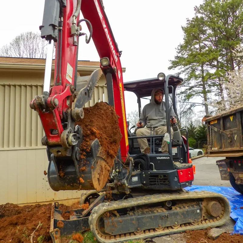 Gas line installation excavation